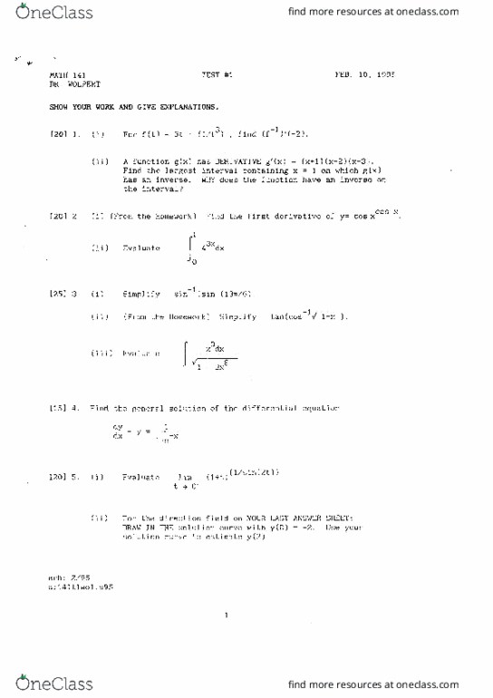 All Educational Materials For Math 141 At University Of Maryland