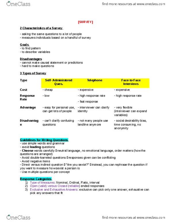 SOCI 217 Lecture Notes - Social Desirability Bias, Likert Scale, Content Clause thumbnail