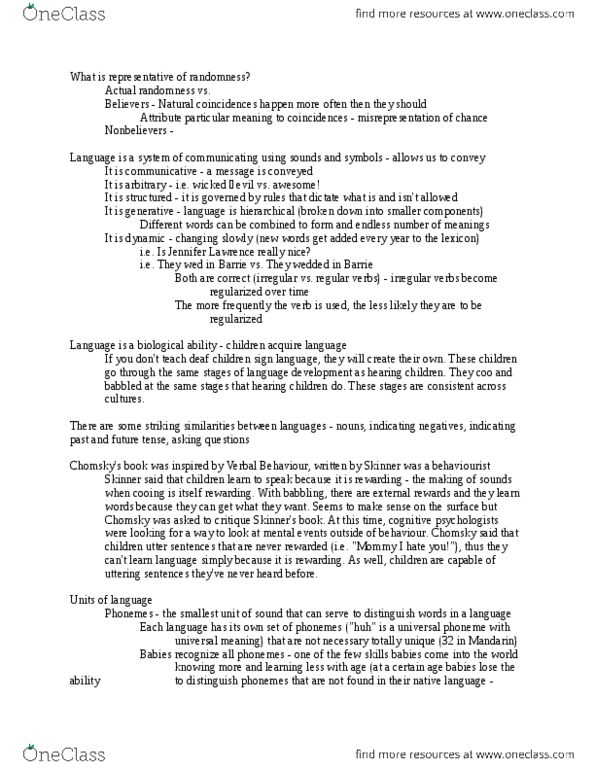 PSY270H1 Lecture Notes - Jennifer Lawrence, Viseme, Spectrogram thumbnail