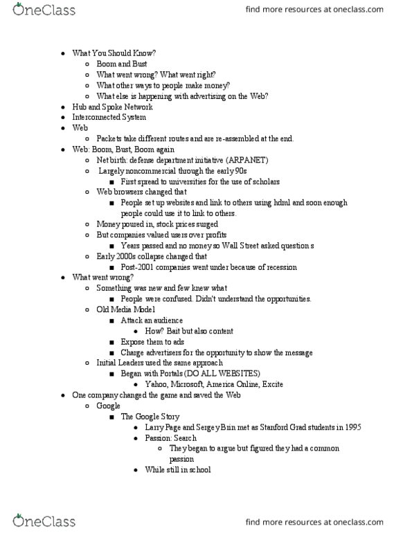 ADV 3008 Lecture Notes - Lecture 3: The Google Story, Sergey Brin, Aol thumbnail