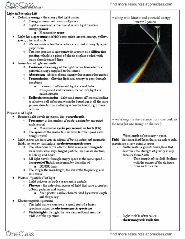 ASTRO 102 Chapter Notes - Chapter 5: Electromagnetic Spectrum, Diffraction Grating, Electric Field thumbnail