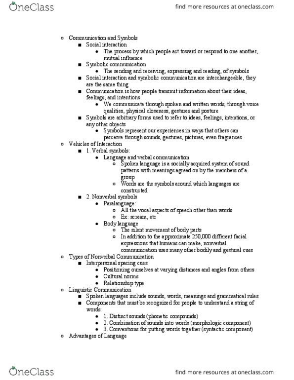 SOCIOL 41 Lecture Notes - Lecture 68: Spoken Language, Nonverbal Communication, Paralanguage thumbnail