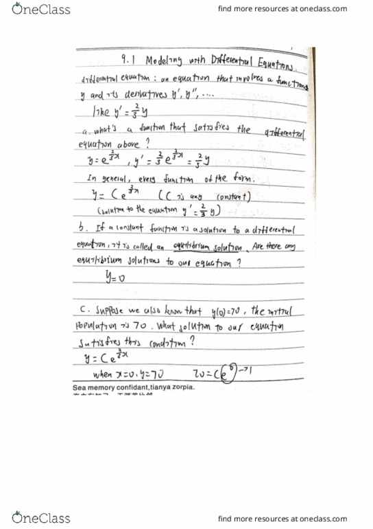 MATH 1132Q Lecture 11: Math 1132Q-030 Lecture 11 9.1 Modeling with differential equations cover image