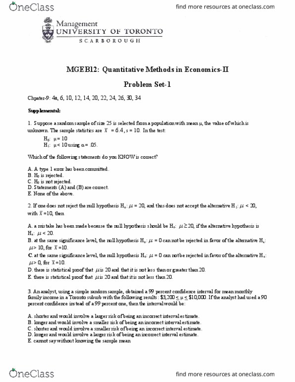 MGEB12H3 Lecture Notes - Lecture 1: Simple Random Sample, Null Hypothesis, Interval Estimation thumbnail