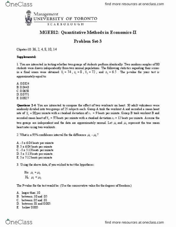 MGEB12H3 Lecture Notes - Lecture 3: Standard Deviation, Confidence Interval, Test Statistic thumbnail