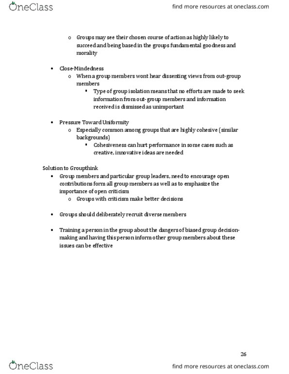 PSYC 2390 Lecture Notes - Lecture 4: Groupthink thumbnail