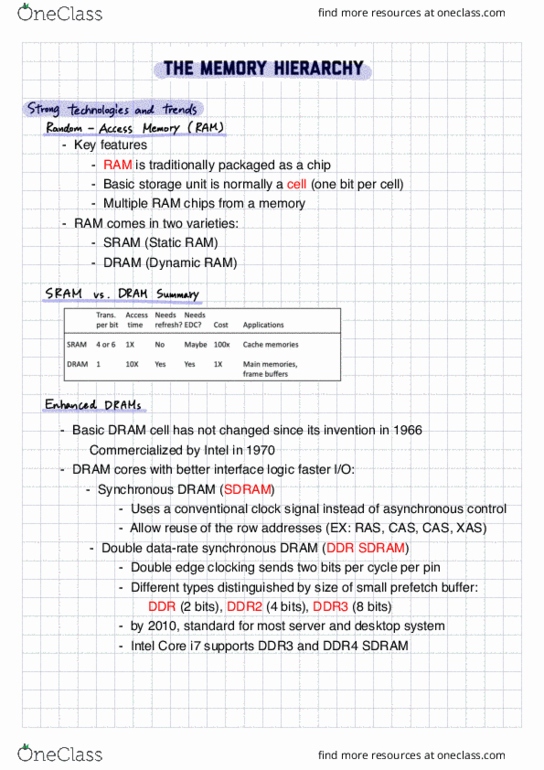CSCI 2400 Lecture Notes - Lecture 11: Synchronous Dynamic Random-Access Memory, Static Random-Access Memory, Ddr3 Sdram thumbnail