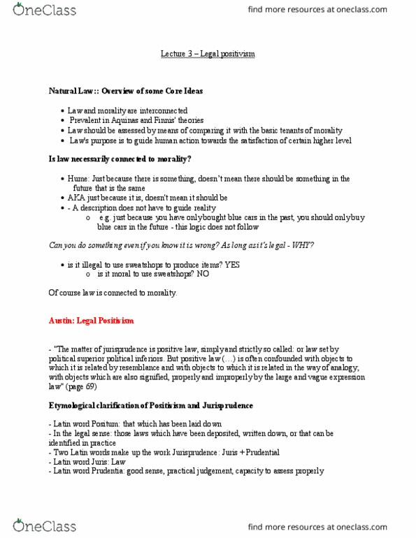 PHILOS 3Q03 Lecture Notes - Lecture 3: Legal Positivism, Prudence, Positive Law thumbnail