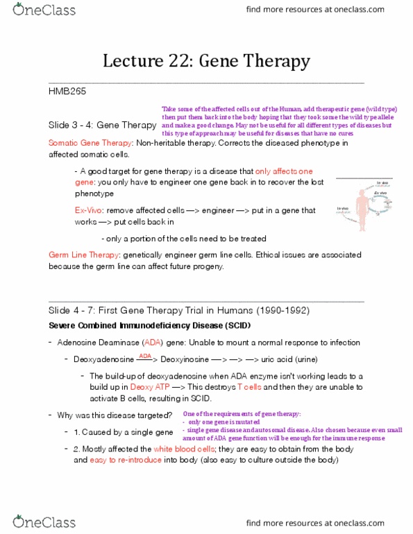 HMB265H1 Lecture Notes - Lecture 22: Ex Vivo, Deoxyadenosine, Wild Type thumbnail