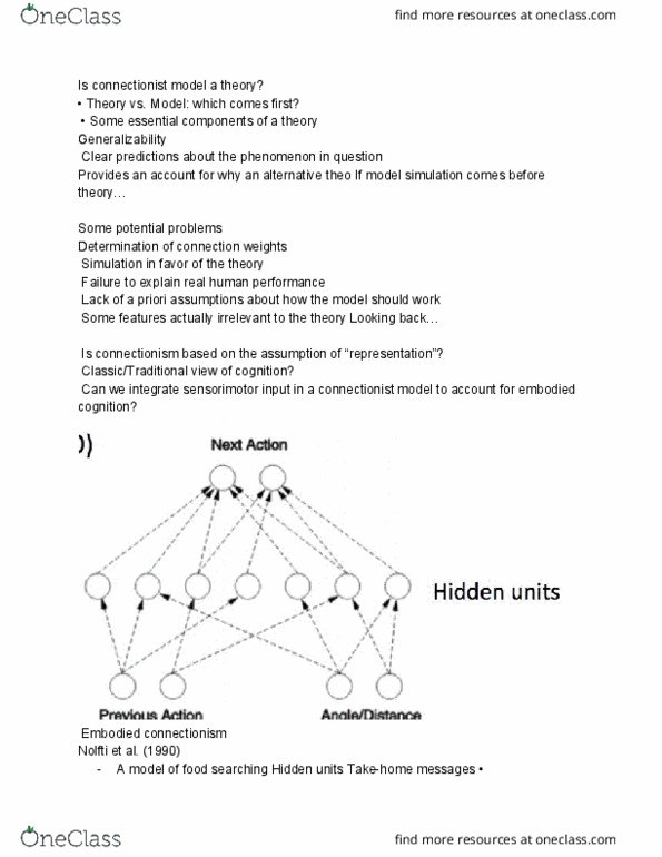 BCS 153 Lecture Notes - Lecture 20: Embodied Cognition, Connectionism thumbnail