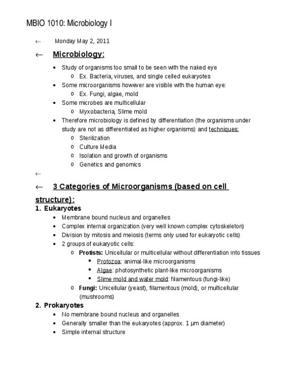 MBIO 1010 Lecture Notes - Scanning Electron Microscope, Transmission Electron Microscopy, Atomic-Force Microscopy thumbnail