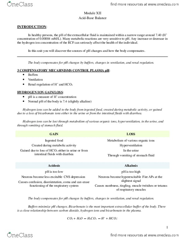 PHYL 1010Y Chapter Notes -Hyperventilation, Hypoventilation, Alkalosis thumbnail