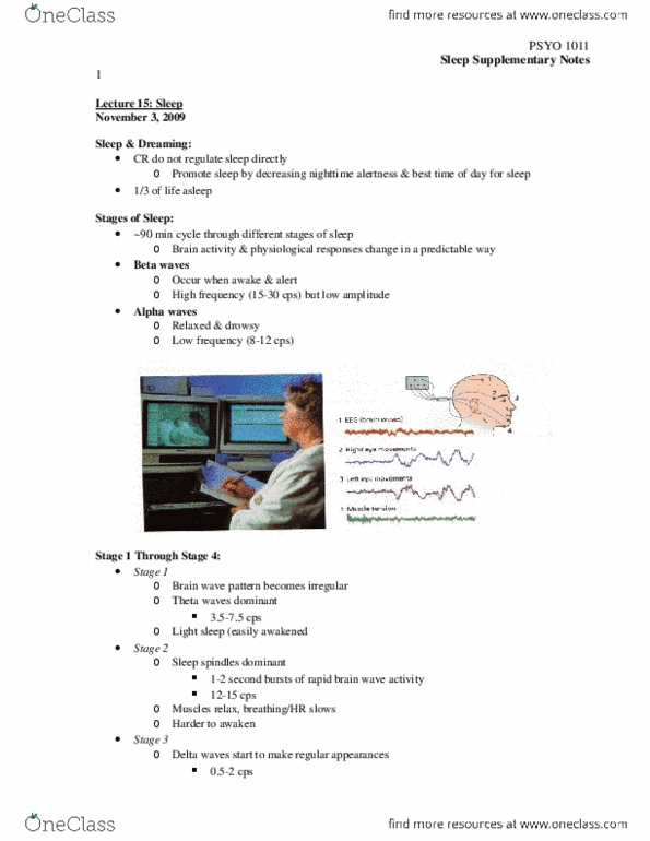 PSYO 1011 Chapter Notes -Narcolepsy, Adenosine, Hypnosis thumbnail