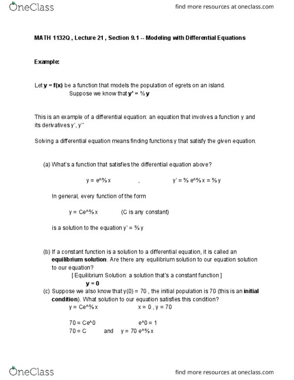 MATH 1132Q Lecture Notes - Lecture 21: Constant Function cover image