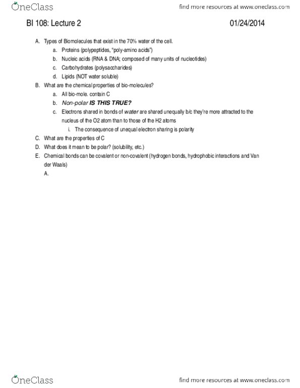 CAS BI 108 Lecture Notes - Aldehyde, Ammonia, Hydrolysis thumbnail