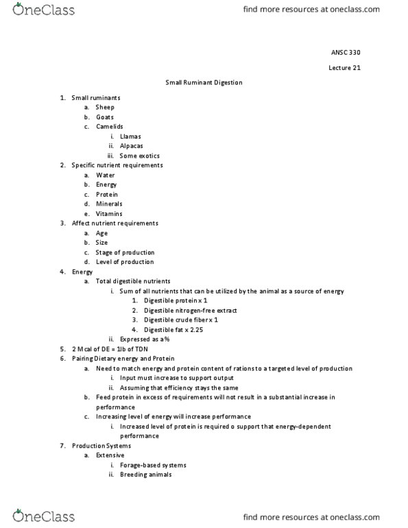 ANSC 330 Lecture Notes - Lecture 21: Ruminant, Digestion, Kidney Stone Disease thumbnail