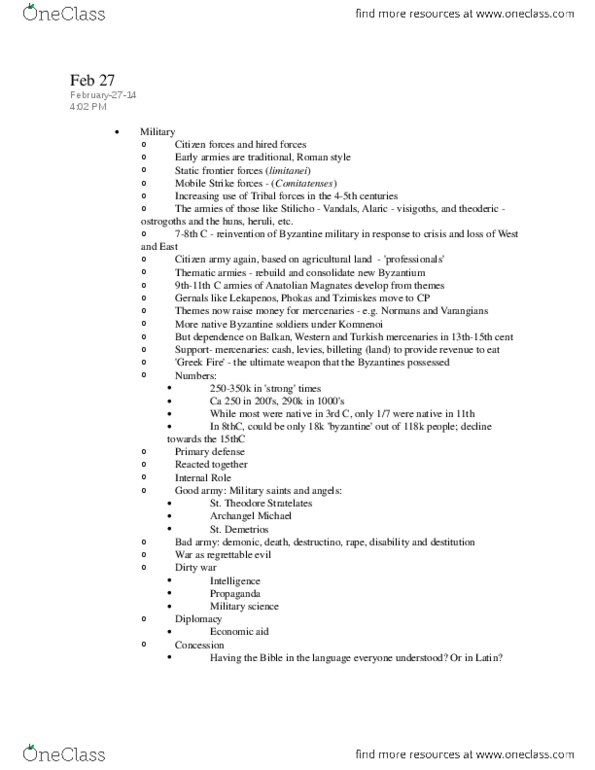 HIST 218 Lecture Notes - Comitatenses, Limitanei thumbnail