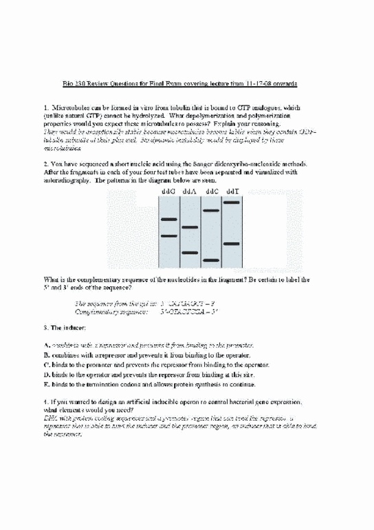 BIOL 23000 Final Final Exam OneClass