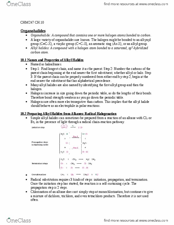 CHM247H1 Chapter Notes - Chapter 10: Halocarbon, Allyl Group, Markovnikov'S Rule thumbnail