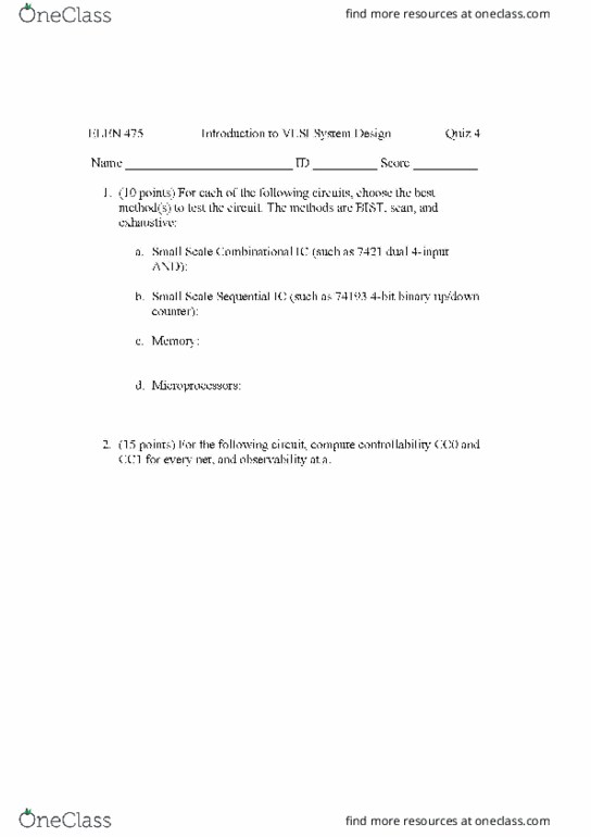 ECEN 475 Quiz: Quiz 4 OneClass ECEN 475 Quiz: Quiz 4 OneClass