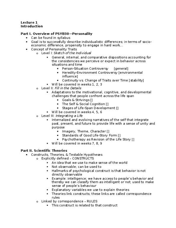PSYB30H3 Lecture Notes - Behaviorism, Falsifiability, Standardized Test thumbnail