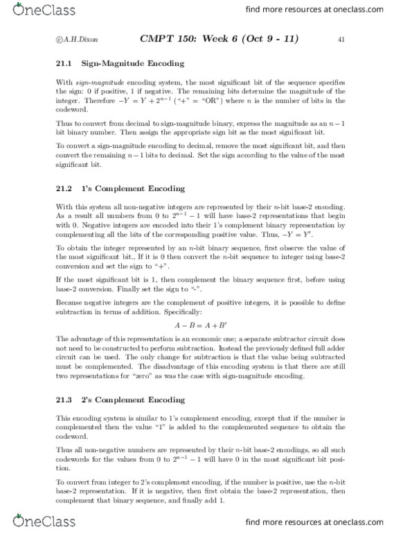 CMPT 150 Lecture Notes - Binary Number, Boolean Expression, Dispatch Table thumbnail