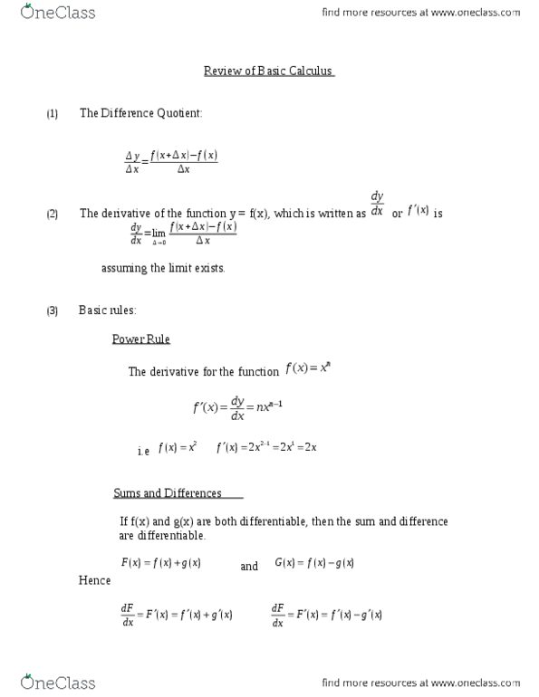ECO 302 Lecture Notes - Power Rule, Partial Derivative, Arex thumbnail