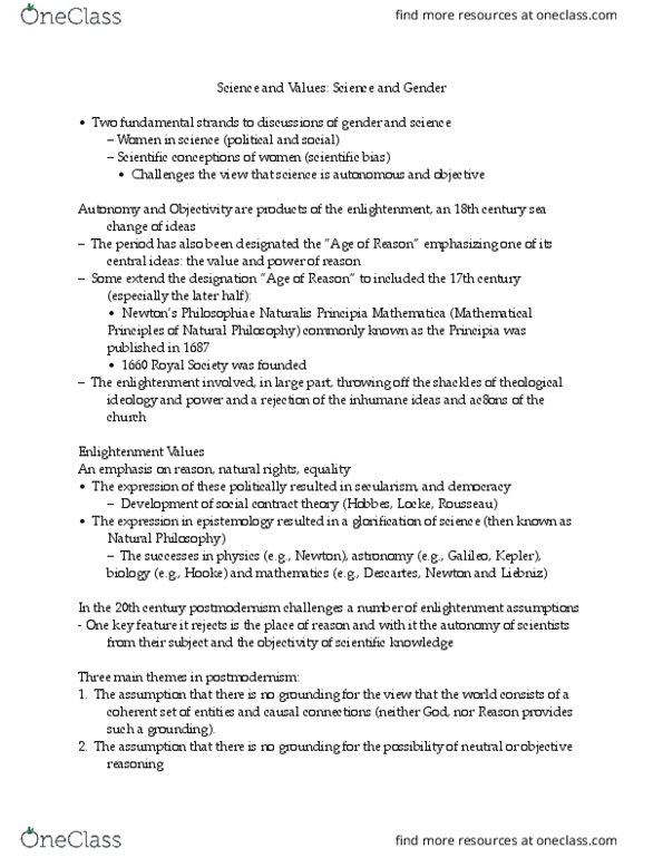 HPS200H1 Lecture Notes - Feminist Epistemology, Gottfried Wilhelm Leibniz, Knowledge Acquisition thumbnail