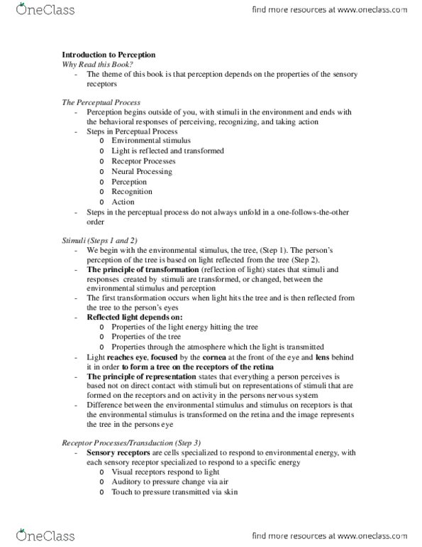 PS262 Chapter Notes -Psychophysics thumbnail