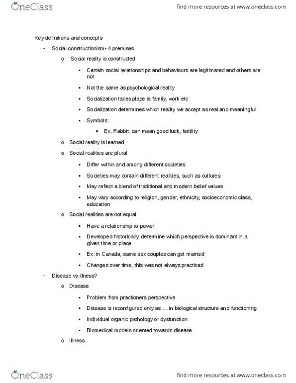 RELIGST 2WW3 Lecture Notes - Social Constructionism, Social Reality, Instinct thumbnail