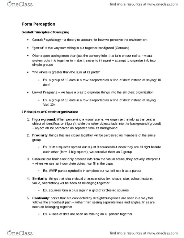 PSYCH 1XX3 Lecture Notes - Gestalt Psychology, Retina, Barcode thumbnail