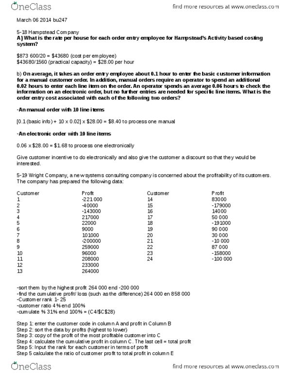 BU247 Lecture Notes - Activity-Based Costing, List Of Boeing Customer Codes, Wright Company thumbnail