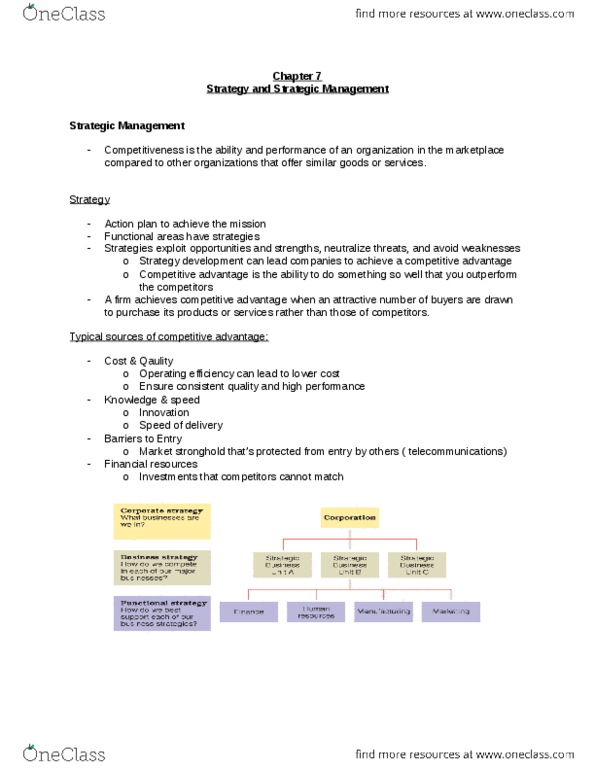 GMS 200 Lecture Notes - Strategic Business Unit, Swot Analysis, Competitive Advantage thumbnail