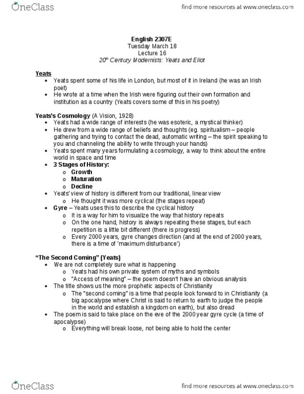 English 2307E Lecture Notes - Lecture 16: Carl Jung, Falconry, No Symbol thumbnail