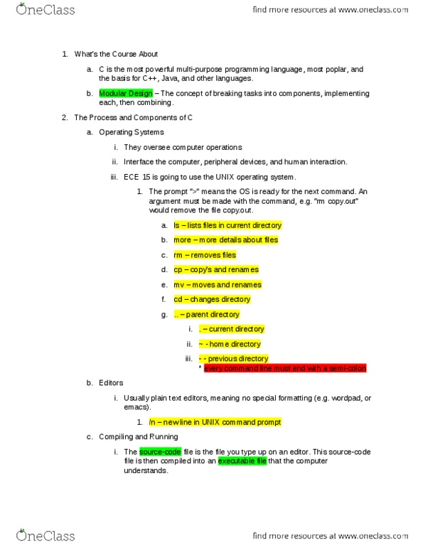 ECE 15 Lecture Notes - Semicolon, Emacs, A.Out thumbnail