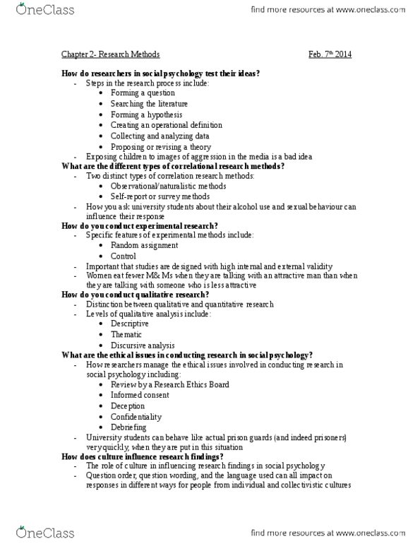 PSYC 2310 Chapter Notes - Chapter 2: Research, Literature Review, Informed Consent thumbnail