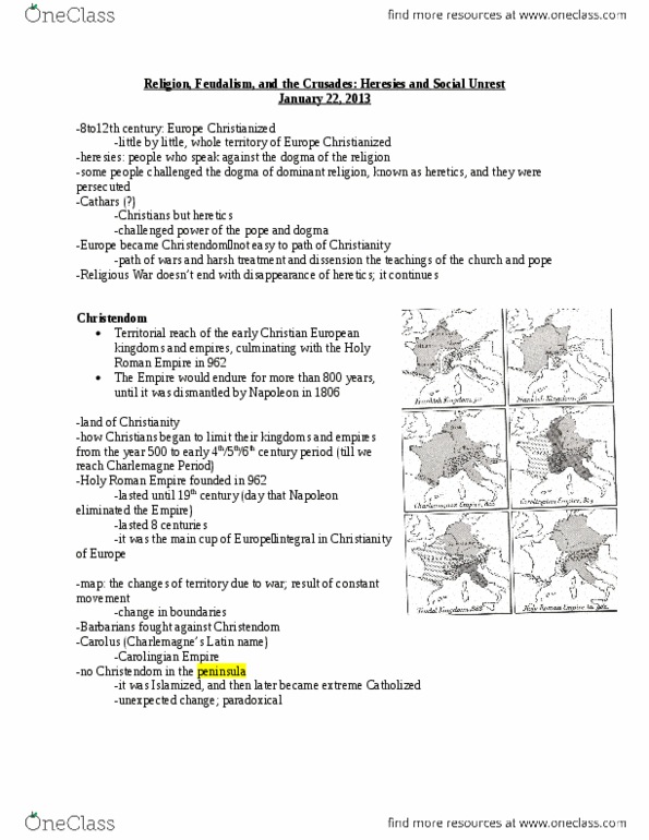 Geography 2050A/B Lecture : 2013-01-22 Religion, Feudalism, and the Crusades.docx thumbnail