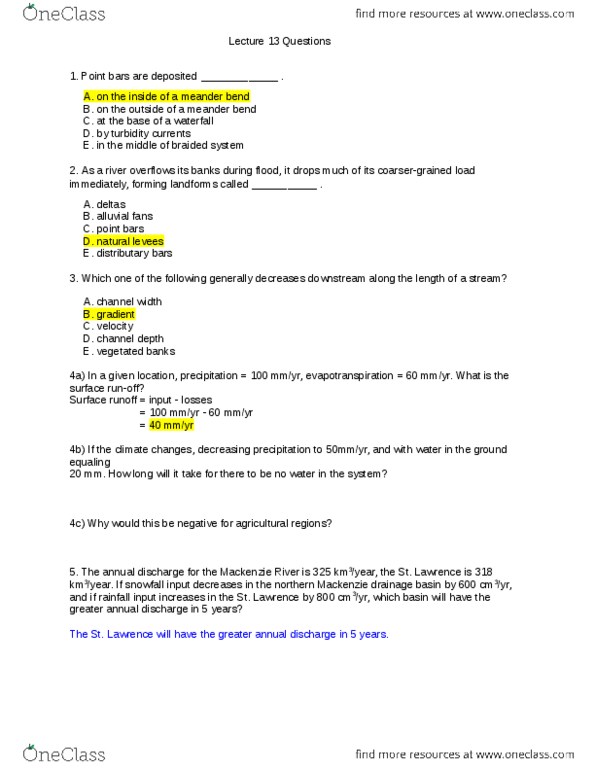 GEO 1111 Lecture Notes - Braided River, Distributary, Surface Runoff thumbnail