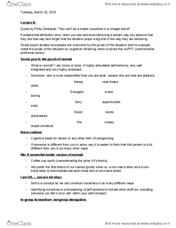 PSY270H1 Lecture Notes - Smoke-Filled Room, Philip Zimbardo, Ventromedial Prefrontal Cortex thumbnail