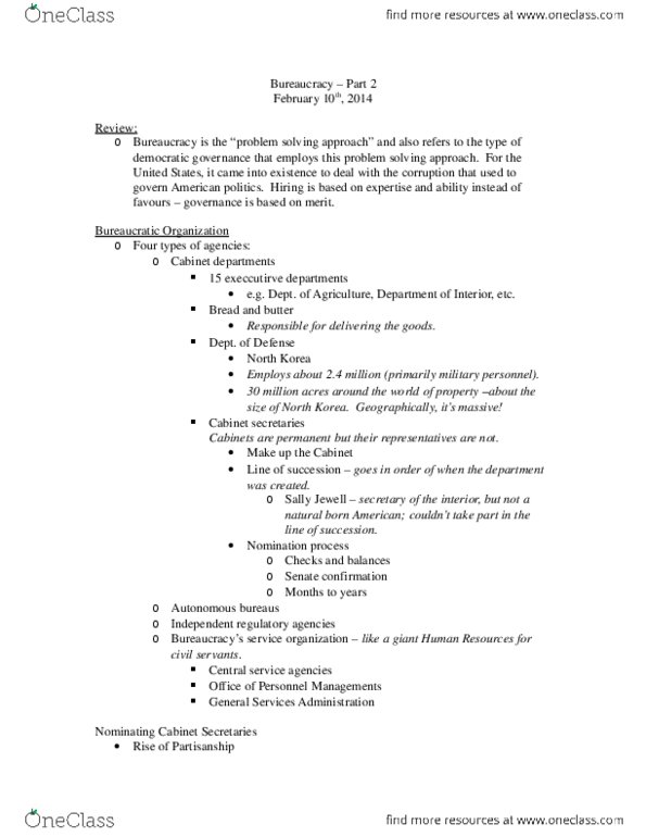Political Science 2244E Lecture Notes - United States thumbnail
