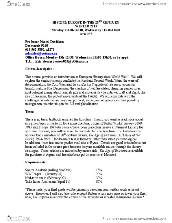 HIS 2342 Lecture : HIS 2342 Syllabus Winter 2013.pdf thumbnail