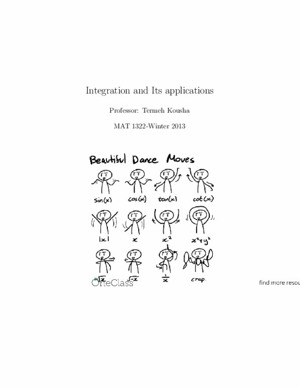 MAT 1322 Lecture Notes - Improper Integral, Antiderivative, Befehlshaber Der U-Boote thumbnail