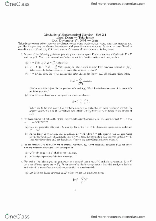 MATH 555 Final: Final Exam - OneClass