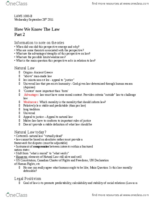 LAWS 1000 Lecture Notes - Legal Realism, Critical Legal Studies, Legal Education thumbnail