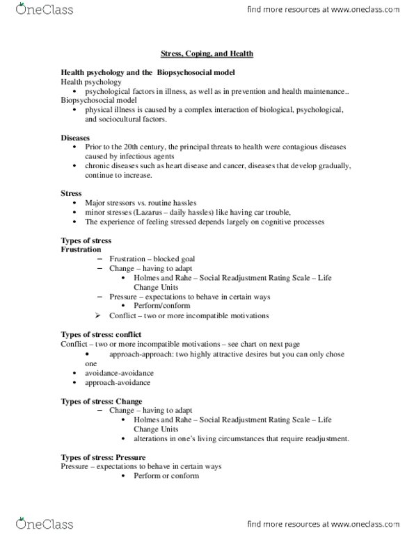 PS102 Lecture Notes - Posttraumatic Stress Disorder, Atherosclerosis, Conscientiousness thumbnail