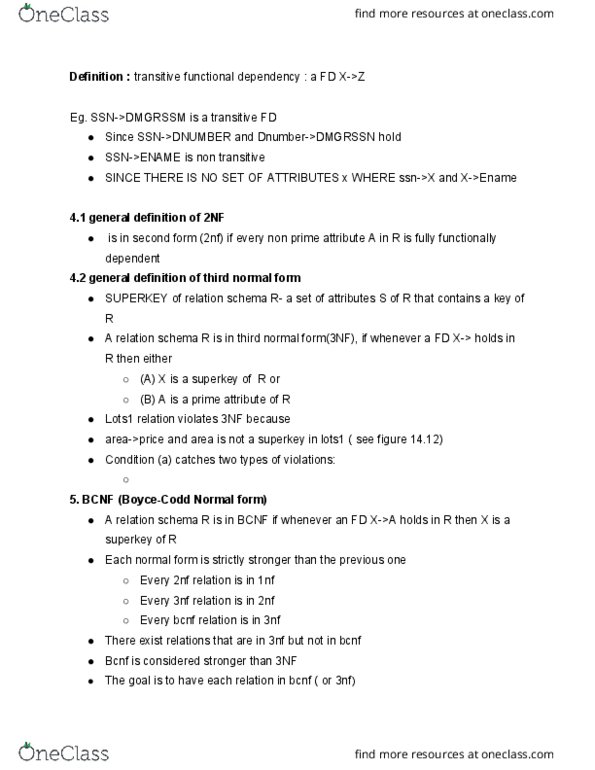 CP363 Lecture Notes - Lecture 21: Third Normal Form, Superkey, Second Normal Form thumbnail