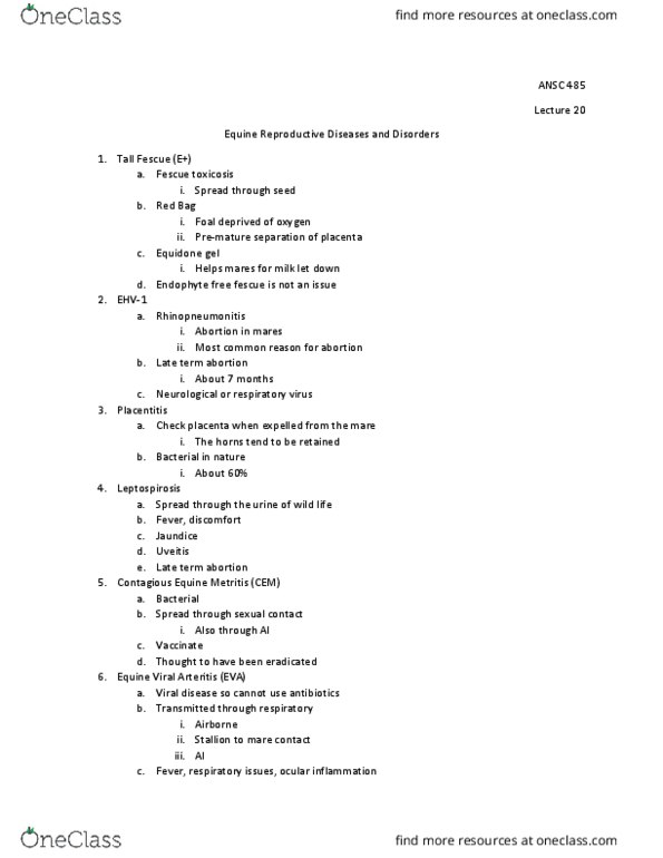 ANSC 485 Lecture Notes - Lecture 20: Festuca, Uveitis, Endophyte thumbnail