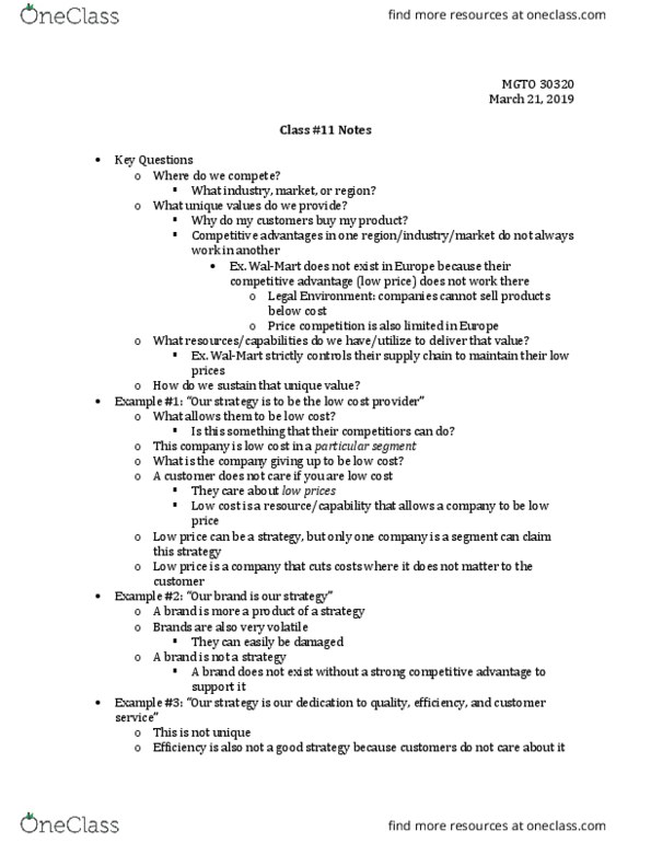 MGTO30320 Lecture Notes - Lecture 11: Walmart, Offshoring, Outsourcing thumbnail