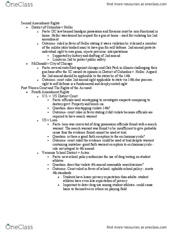 POLISCI 361 Lecture Notes - Lecture 10: Exclusionary Rule, Telephone Tapping thumbnail