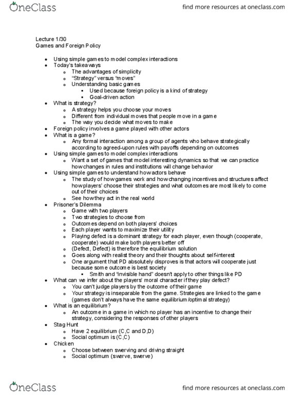 POLISCI 255 Lecture Notes - Lecture 12: Strategic Dominance, Invisible Hand thumbnail